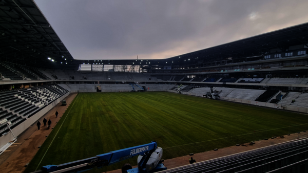 Vermessungsarbeiten für den Lask Fußballverein für das neue Fußballstadion