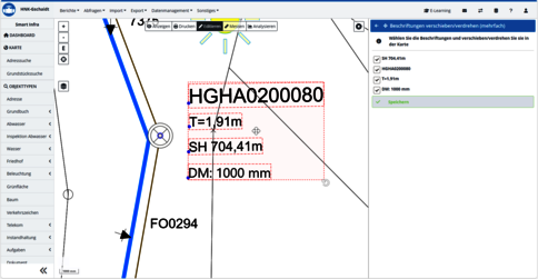 rmDATA Smart Infra: Beschriftungen in der Karte flexibel anpassen 