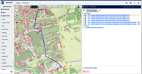 rmDATA Smart Networx: Faserwege übersichtlich in Karte darstellen 